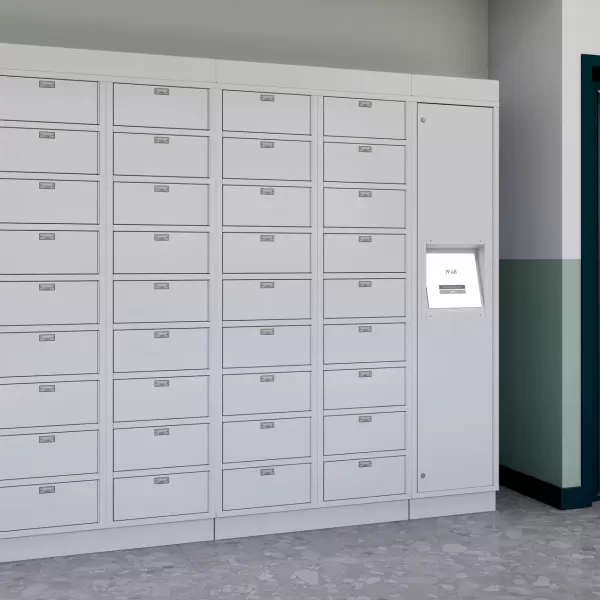 Educational facility utilizing LokrIQ smart lockers for keyless, cloud-managed student storage and device charging.